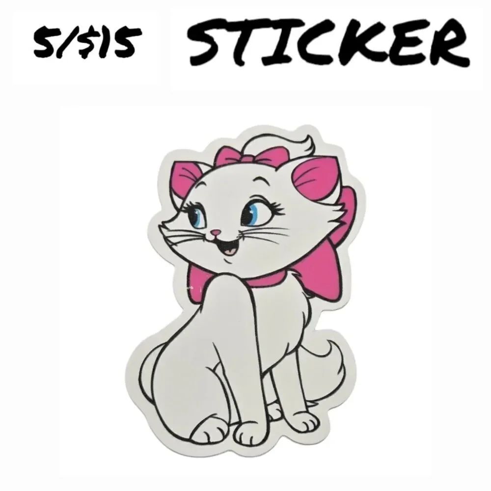 Aristocats Marie Sticker Self-Adhesive Laptop Water Bottle White Cat Bow Disney